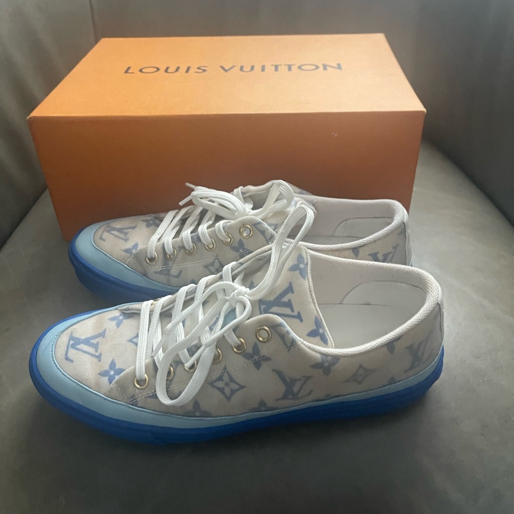 Louis Vuitton Blue Monogram Canvas Low-Top Sneakers